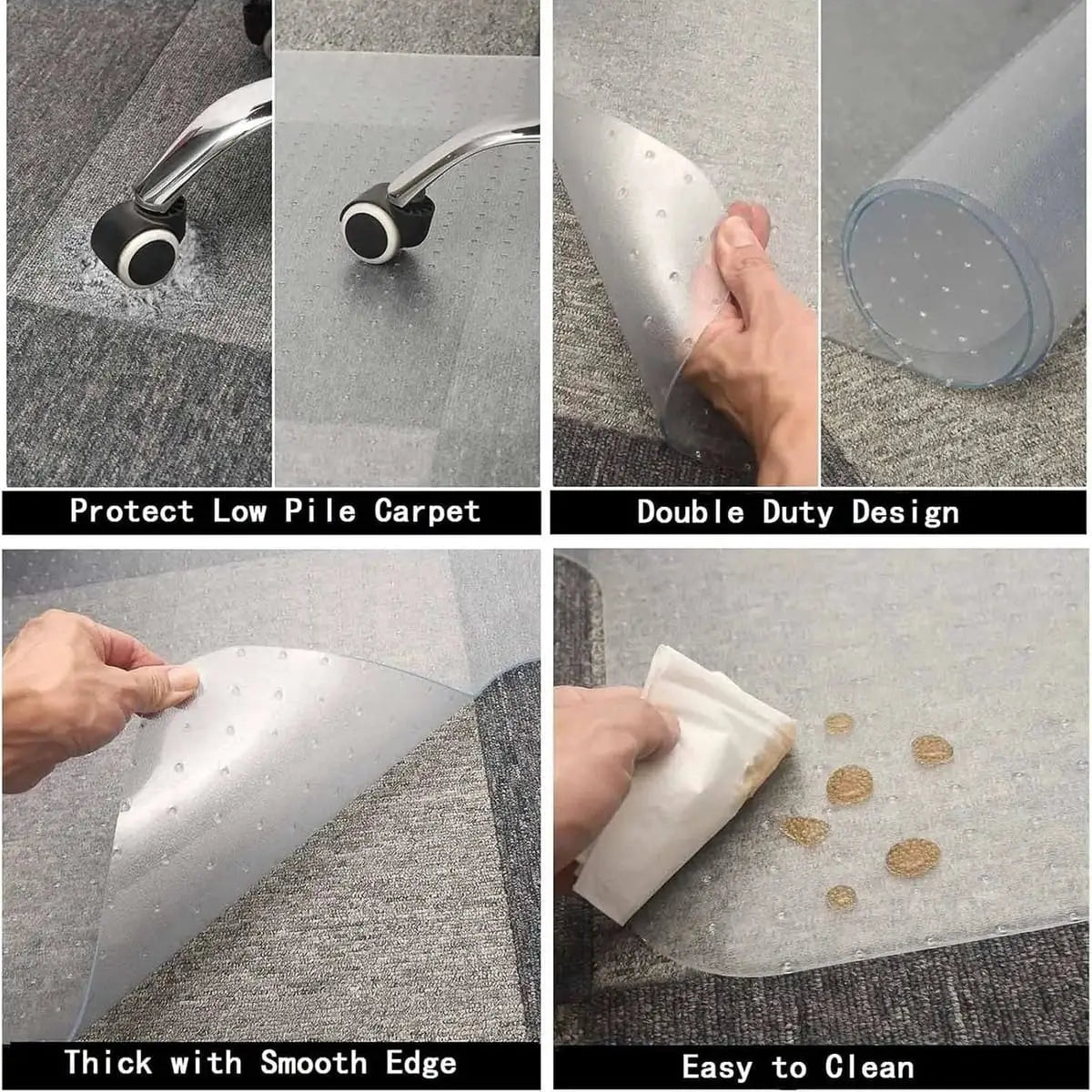 AiBOB clear office chair mat for low pile carpet floors, flat, non-curling, BPA-free floor protector with lip, 36x48 inches