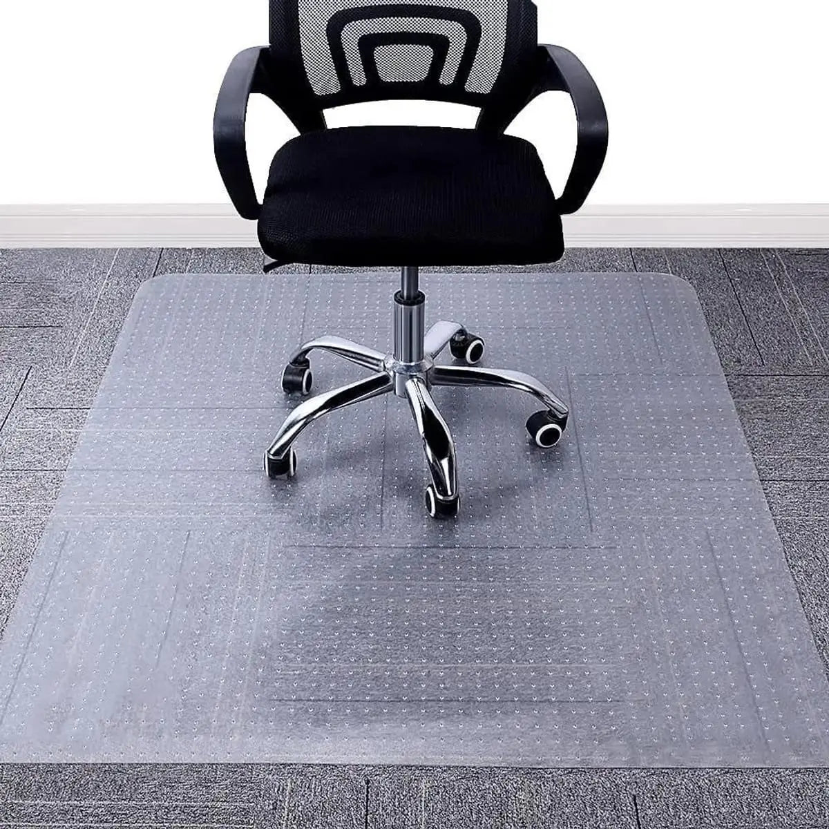 AiBOB clear office chair mat for low pile carpet floors, flat, non-curling, BPA-free floor protector with lip, 36x48 inches.