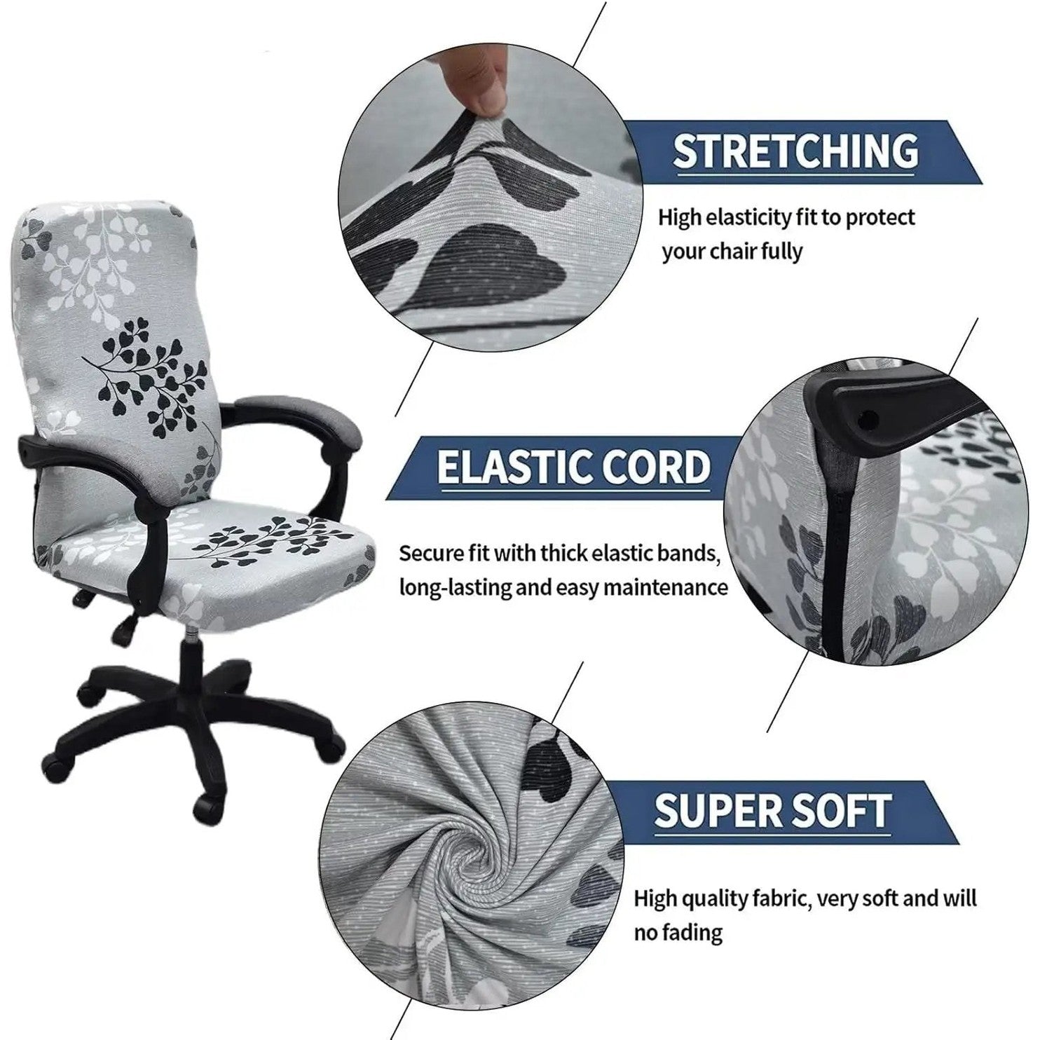 Ancheng stretch office chair cover with zipper, universal fit, breathable fabric, designed to protect and update office chairs.