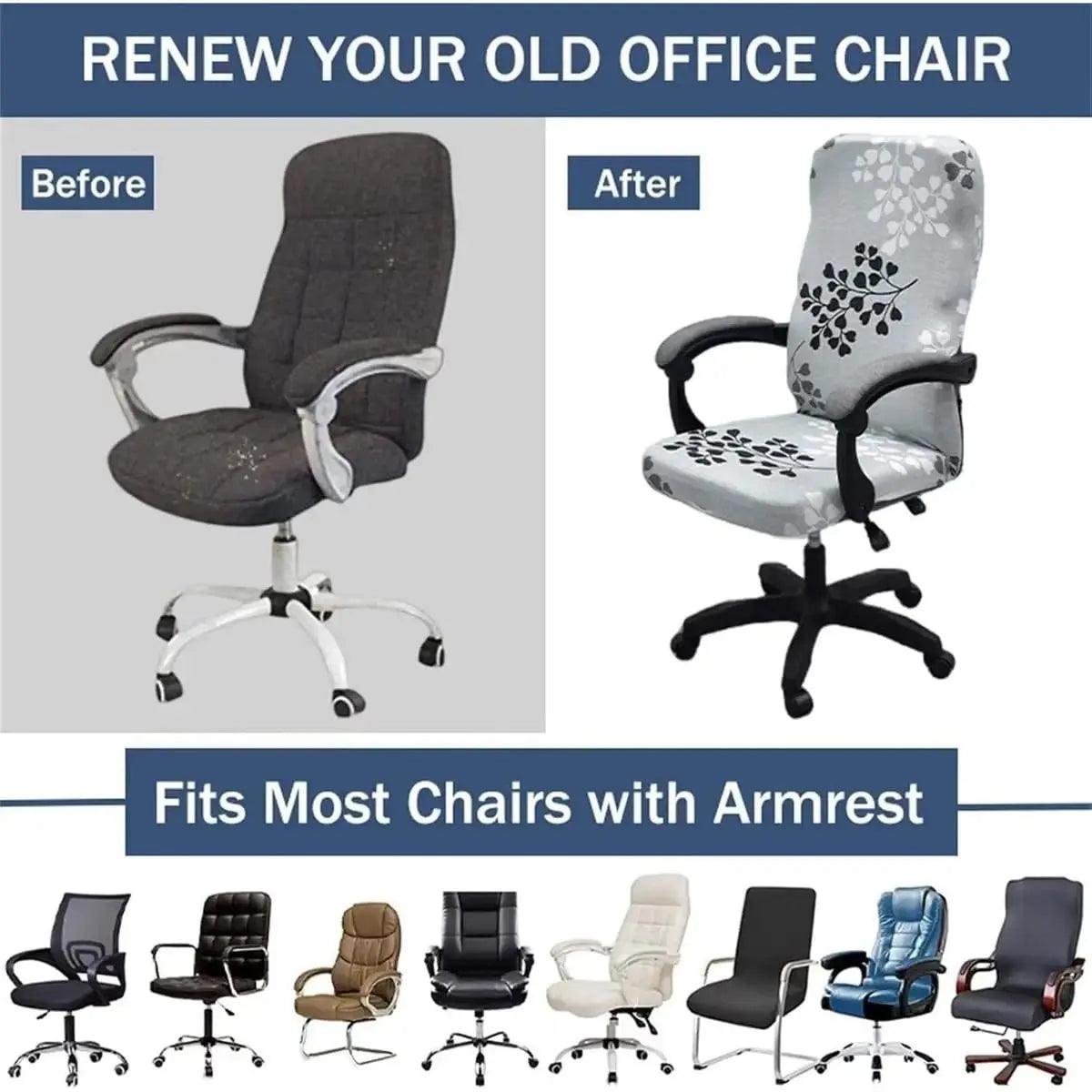 Stretch Office Chair Cover With Zipper Universal Fit Breathable Ancheng