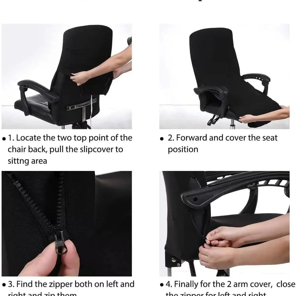 Stretch Office Chair Cover With Zipper Universal Fit Breathable Ancheng