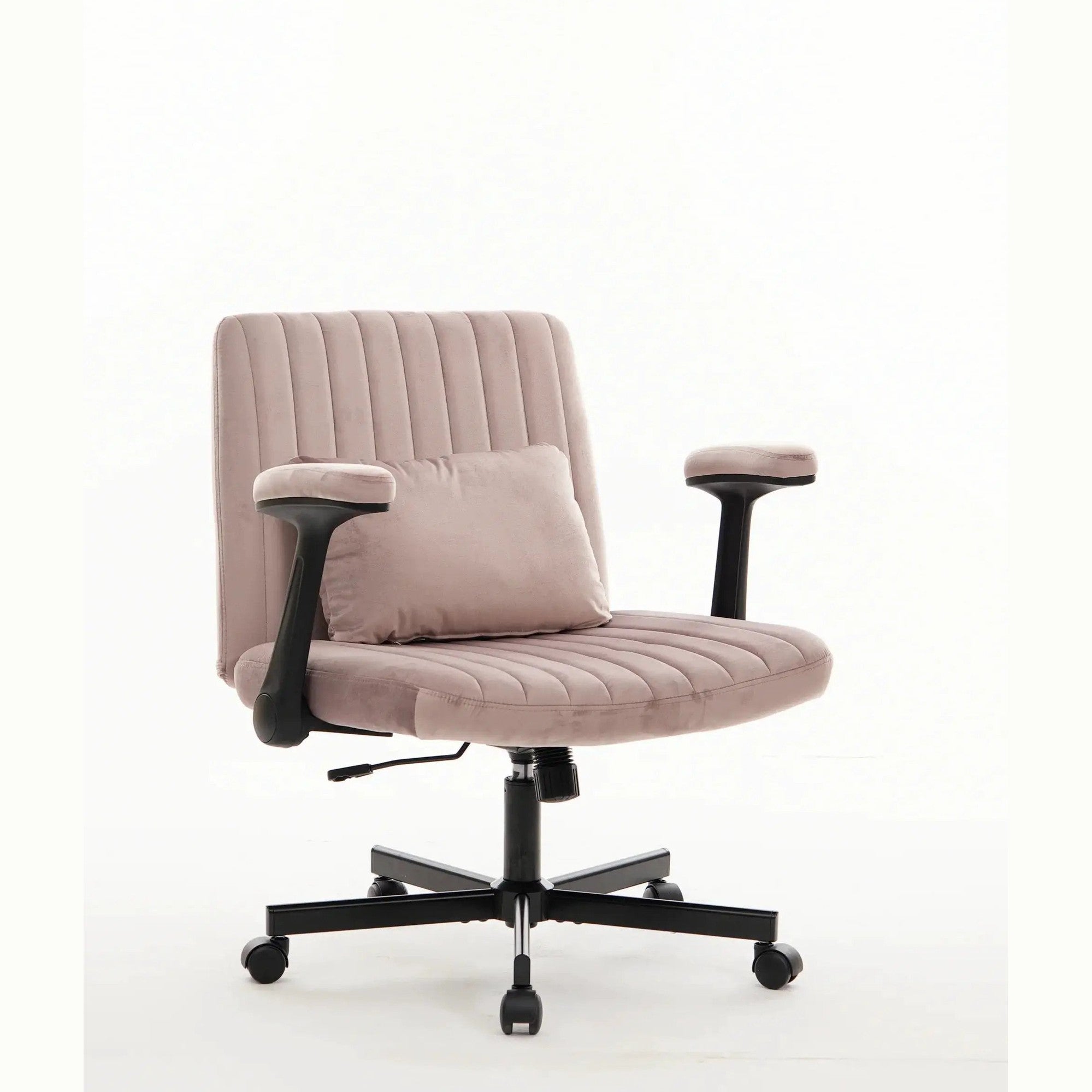 Dark Pink Velvet Criss Cross Armchair With Wheels For Home Office by Platinum-Level Office Chairs