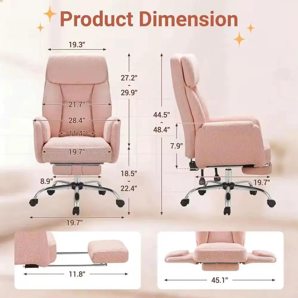 Big Tall Teddy Fabric Executive Ergonomic Office Chair With FootrestSupport