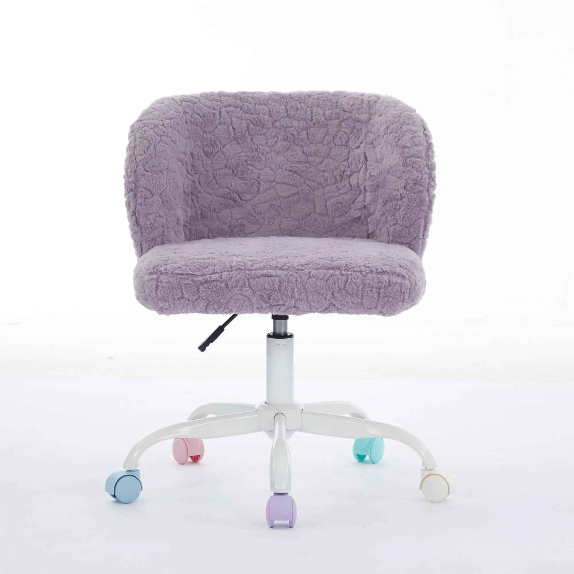 Soft Faux Fur Swivel Desk Chair with Colorful Wheels