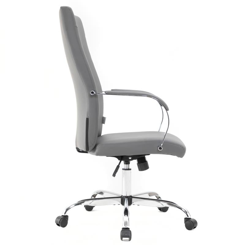 20 PCS Sonora Ergonomic High-Back Leather Desk Office Chair with Chrome Base and Tilt for Home Office - Grey