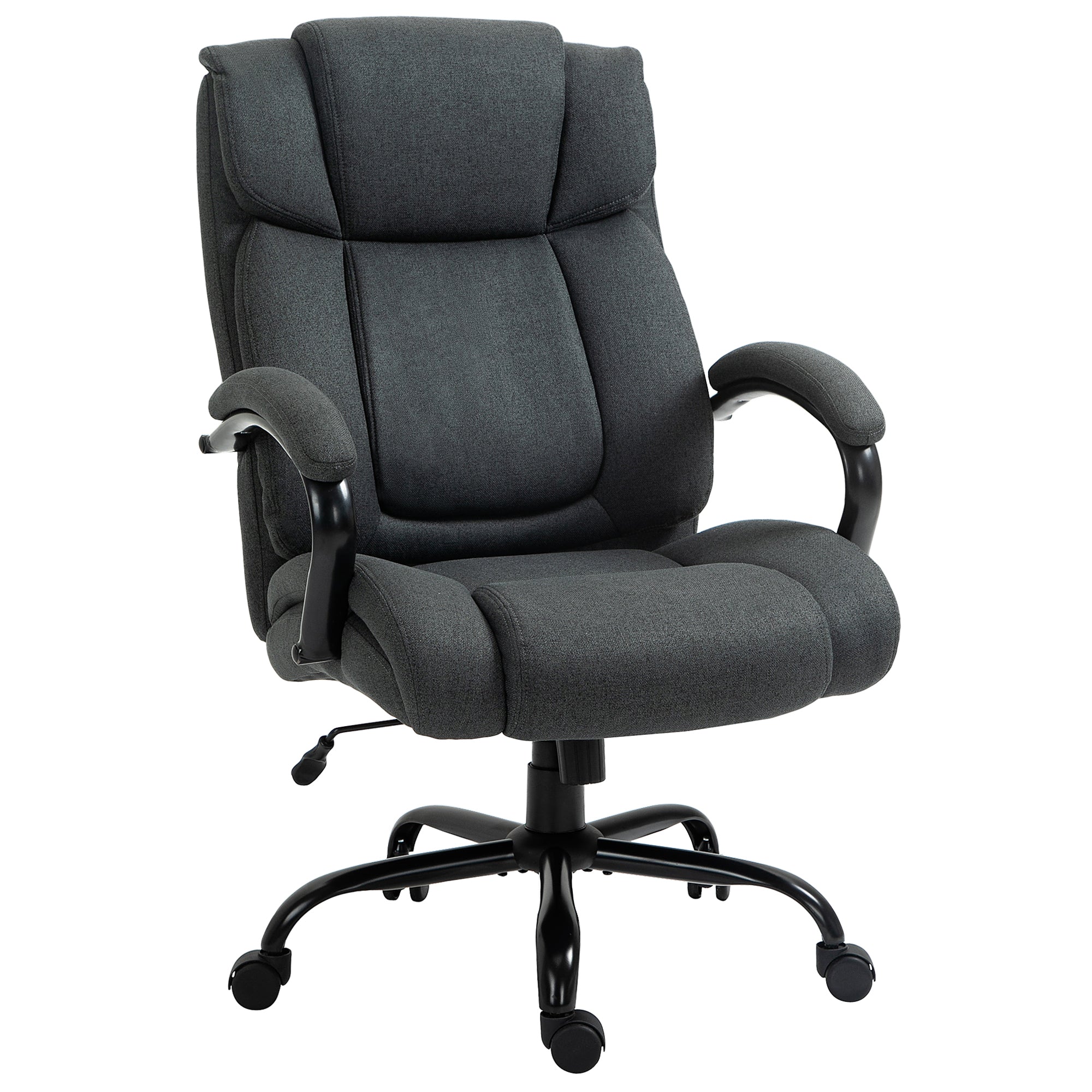 Big and Tall Office Chair With Wide Seat And High Back, Durable, Adjustable Height, Swivel Wheels, Charcoal Grey
