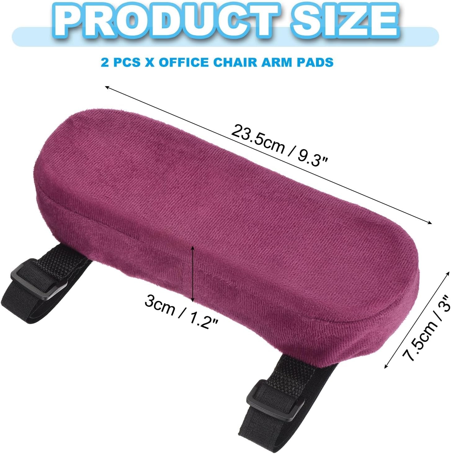 PATIKIL Office Chair Arm Pads, 2 Pcs Office Chair Arm Cover Soft Office Chair Armrest Pads Memory Foam Cotton Removable Washable for Desk Computer Gaming, Purple
