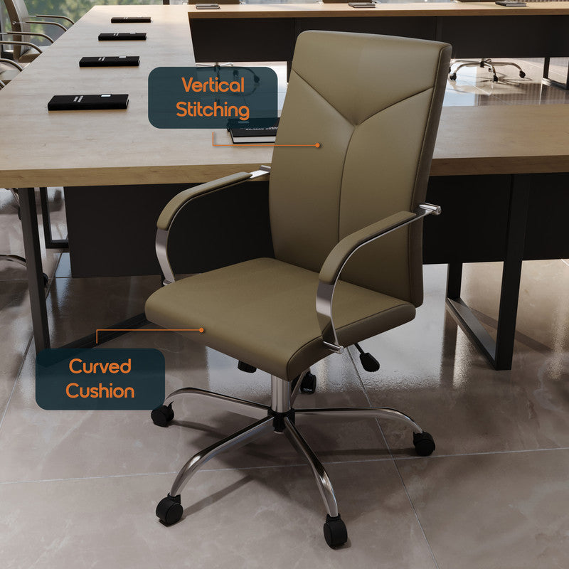 20 PCS Sonora Ergonomic High-Back Leather Desk Office Chair with Chrome Base and Tilt for Home Office - Olive Green