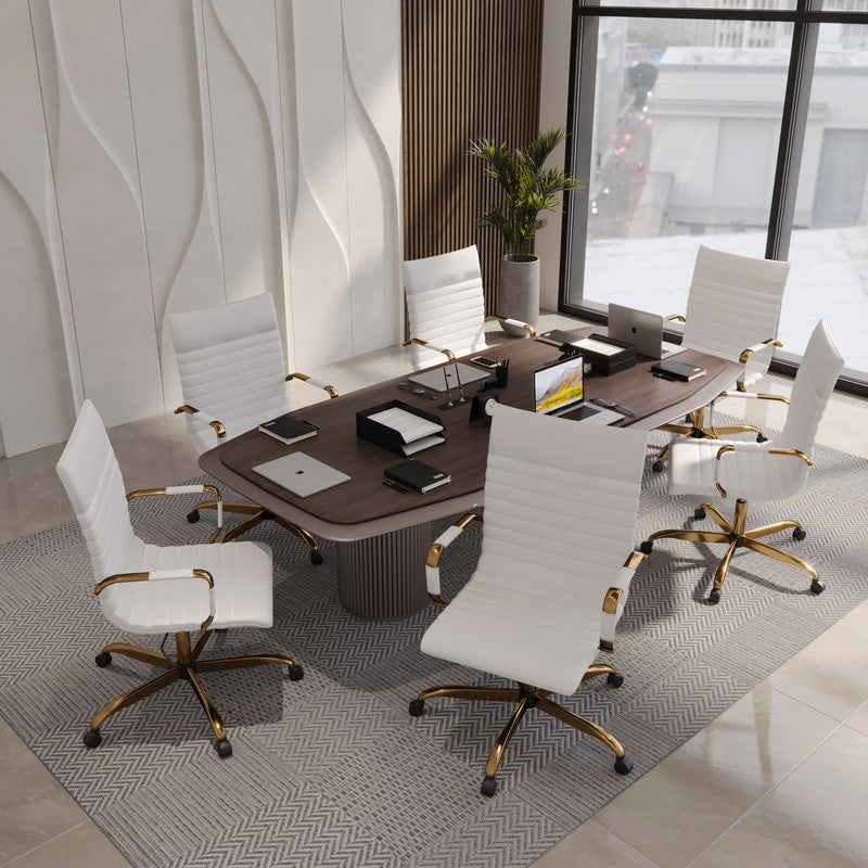17 PCS Harris Modern High-Back Leather Upholstered Office Chair with Tilt & Swivel for Home Office - White