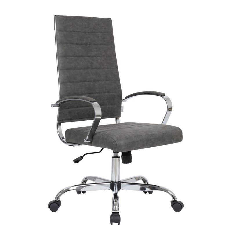 30 PCS Benmar Modern High Back Leather Upholstered Office Chair with Dual Wheel Casters and Swivel Base - Charcoal