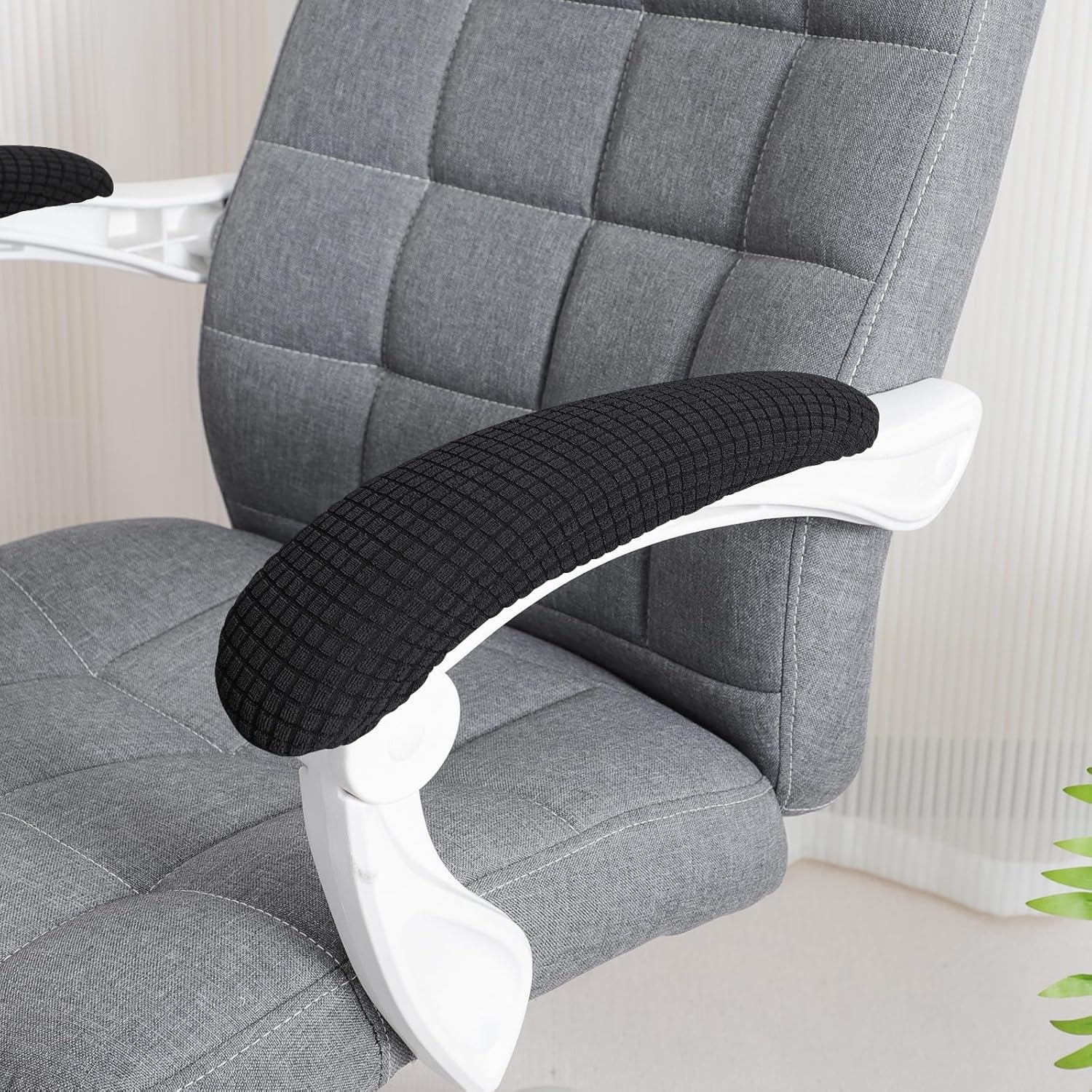 FORCHEER Office Chair Armrest Covers Water Resistant 2PCS Stretch Jacquard Desk Chair Arm Covers for Computer Gaming Chairs Fits 8-13Inch Washable Removable-Black
