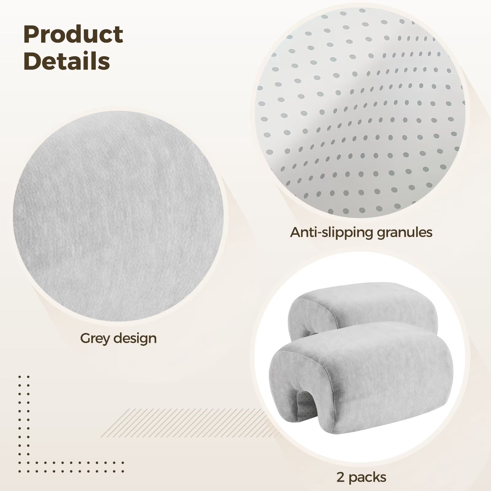 2 Pcs Office Chair Armrest Pads, Memory Foam Elbow Support, 7.9 X 5.7 X 3.9 in Ergonomic Design Arm Rest Heightening Pad, Non-Slip Bottom, Gray