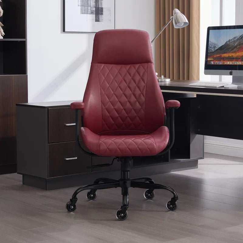 Diamond Quilted PU Leather Office Chair with Premium Durable Construction, Slient Wheels, Easy Assembly