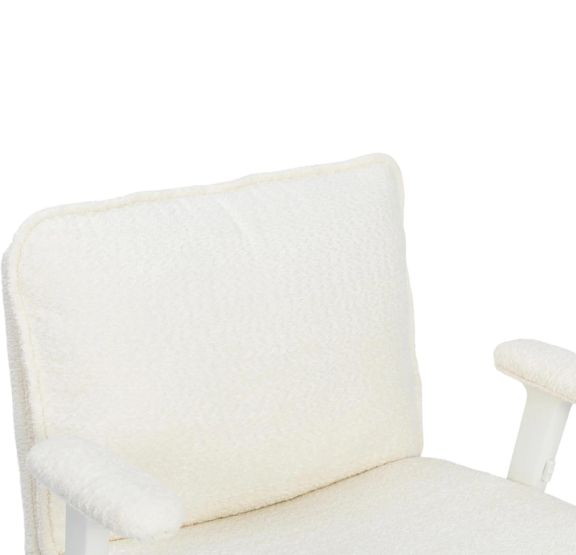 Beige Chenille Fabric Swivel Office Chair with Armrest