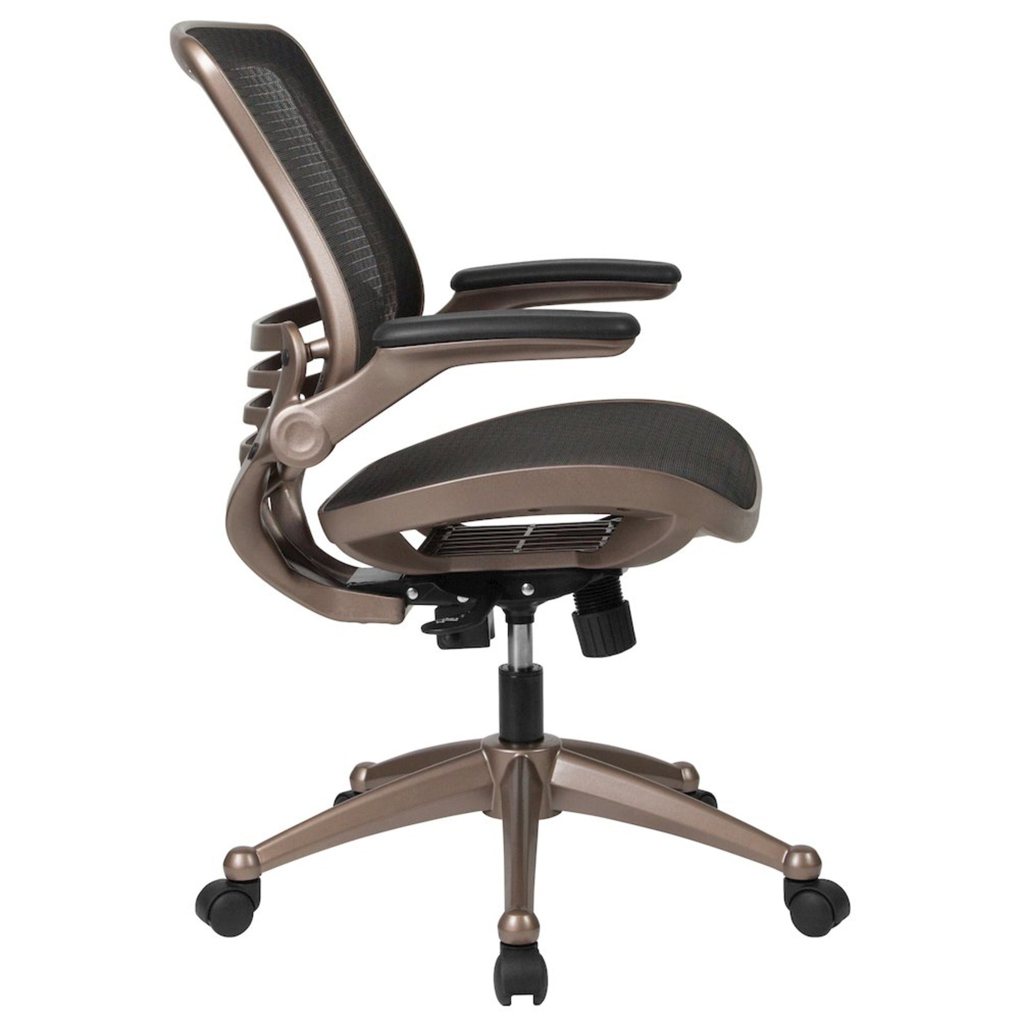 Mid-Back Black Mesh Executive Swivel Office Chair with Melrose Gold Frame