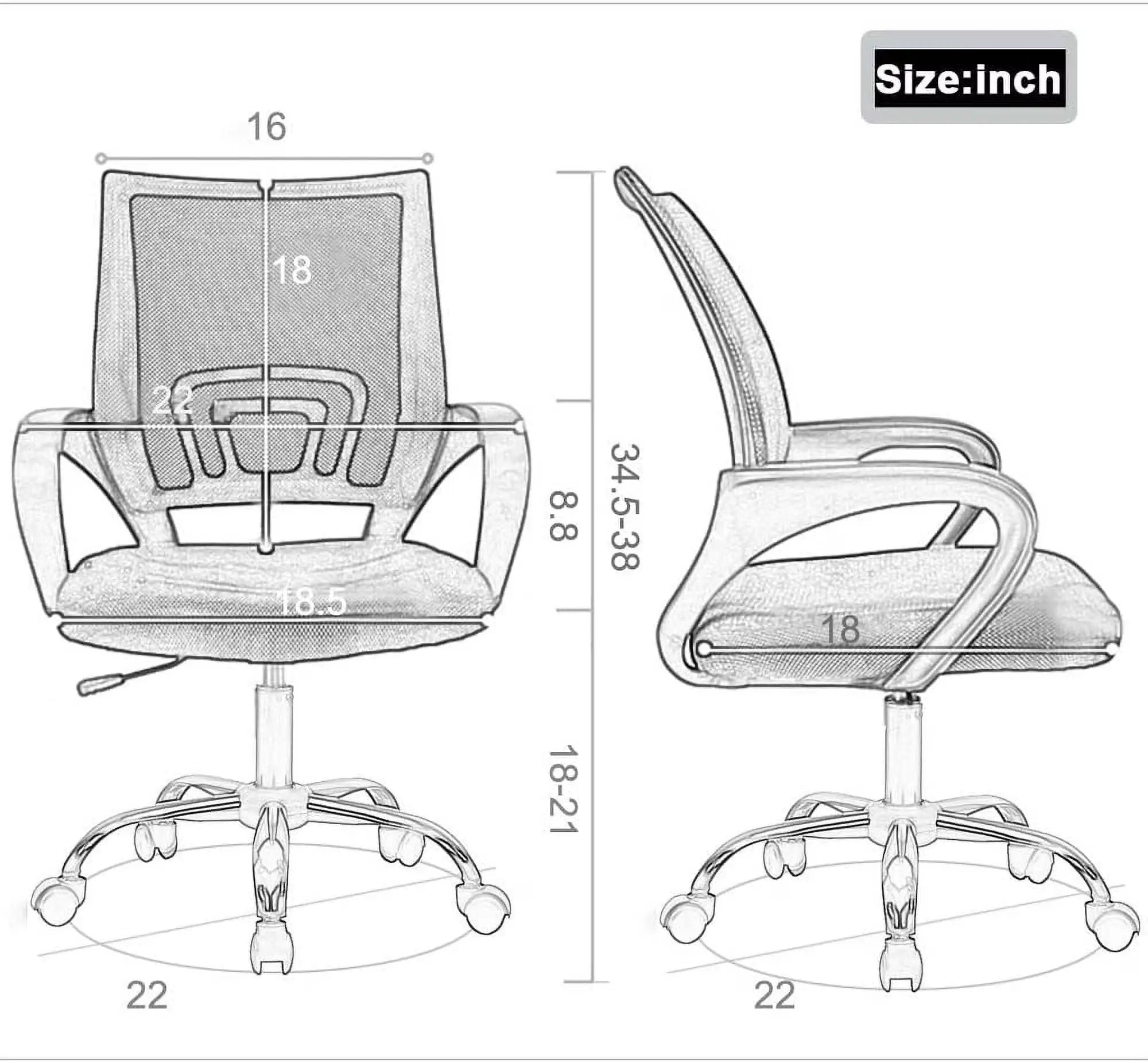 Bestoffice Ergonomic Office Chair, Lumbar Support, Adjustable Height with Armrests for Adults(Grey)