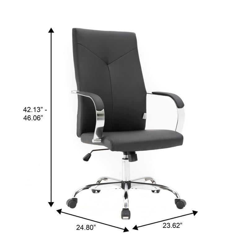 20 PCS Sonora Ergonomic High-Back Leather Desk Office Chair with Chrome Base and Tilt for Home Office - Black