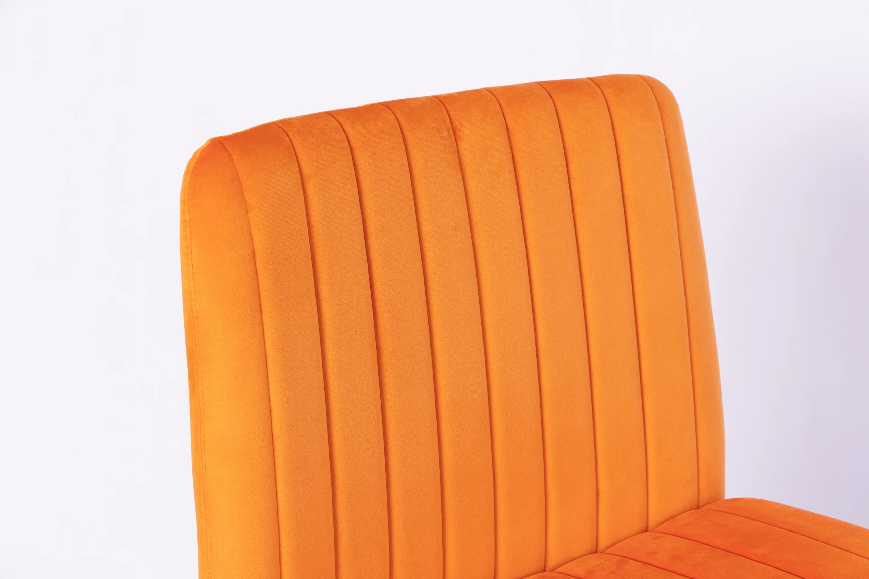 Orange Velvet Criss Cross Armless Office Chair With Wheels