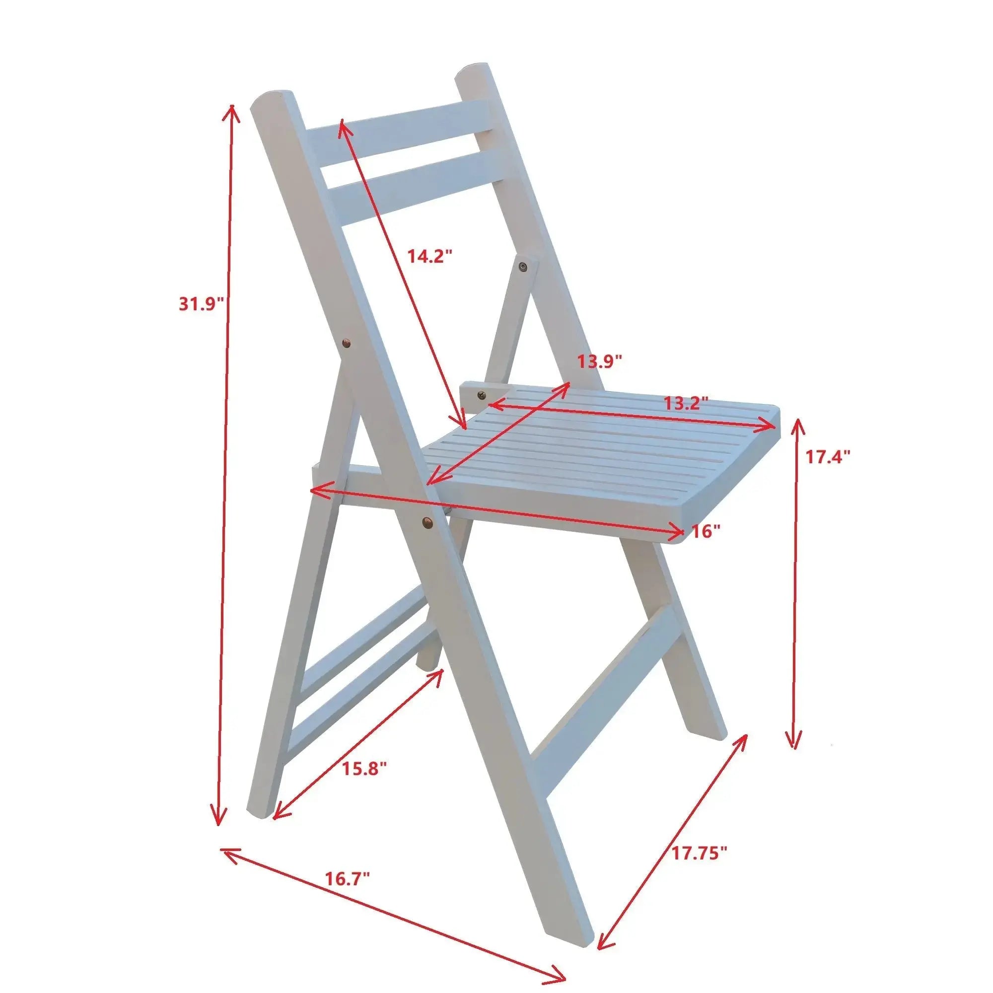 White Solid Wood Folding Chair Set - 4 Pack, Compact & Elegant - Platinum-Level Office Chairs