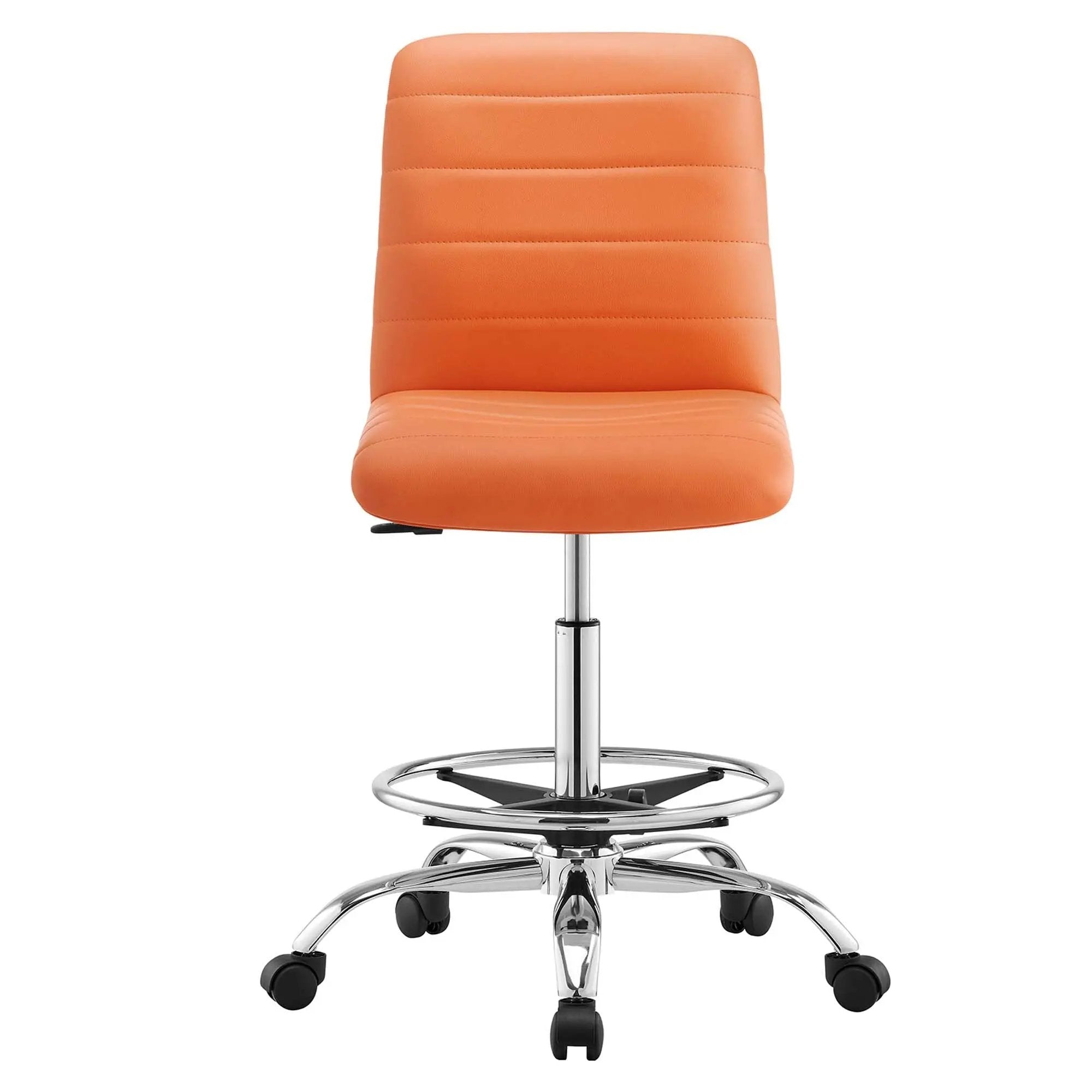 Drafting Chair Vegan Leather Armless Adjustable Stool
