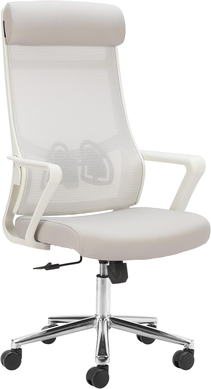 Zuo Jett High Back Office Chair Light Gray, Gray Office Chair, Modern Style, Mesh Fabric, Breathable Mesh Fabric, Nylon, Indoor Office, 26" W X 26" D X 46.9~50.8" H, Non-Stackable