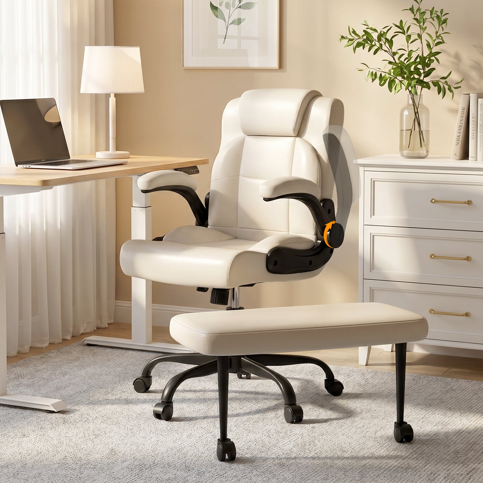 Ergonomic Adjustable Cross Legged Office Chair With 360° Swivel And Armrests - Platinum-Level Office Chairs