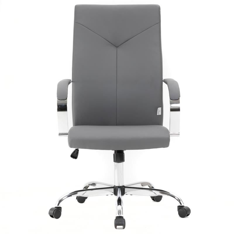 20 PCS Sonora Ergonomic High-Back Leather Desk Office Chair with Chrome Base and Tilt for Home Office - Grey