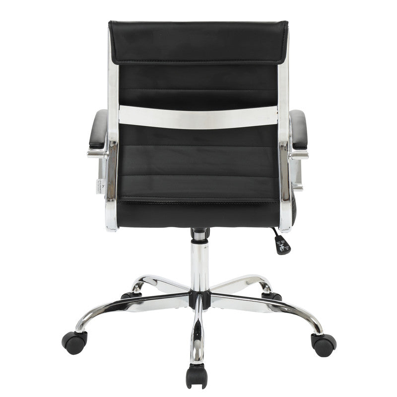 30 PCS Benmar Leather Office Desk Computer Chair with Ribbed Seat and Steel Frame - Black