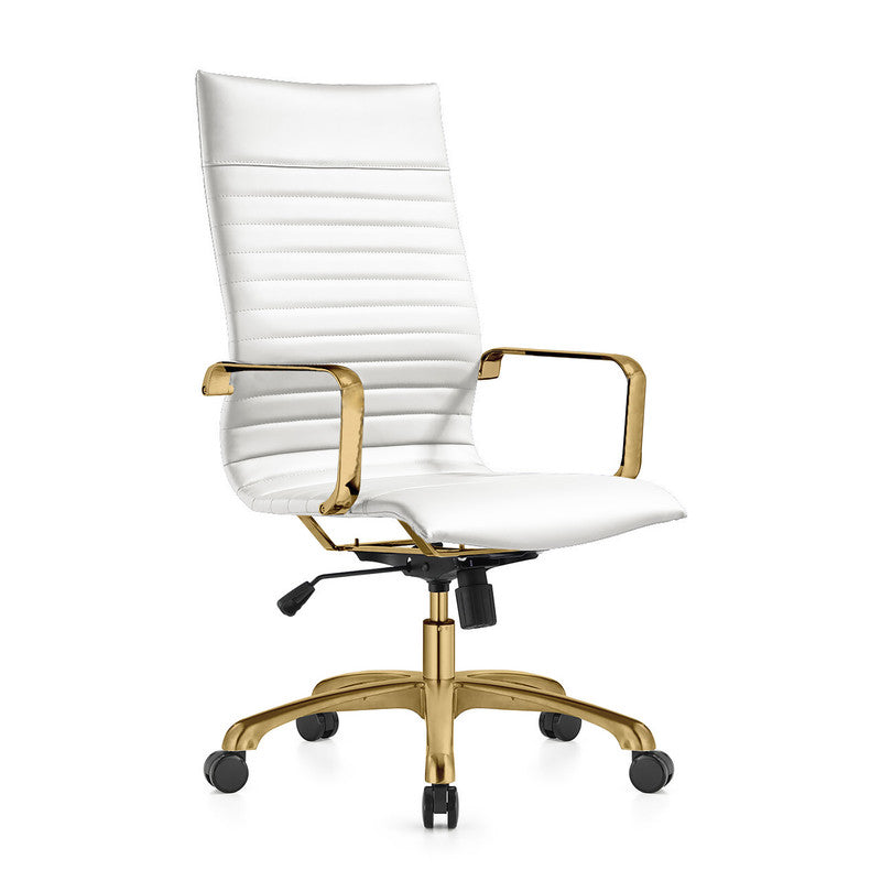 17 PCS Harris Modern High-Back Leather Upholstered Office Chair with Tilt & Swivel for Home Office - White