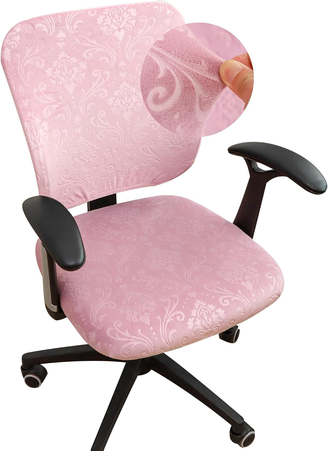 FORCHEER Floral Split Office Chair Covers Two Pieces Stretch Separated Desk Chair Slipcover Washable -Spring Floral
