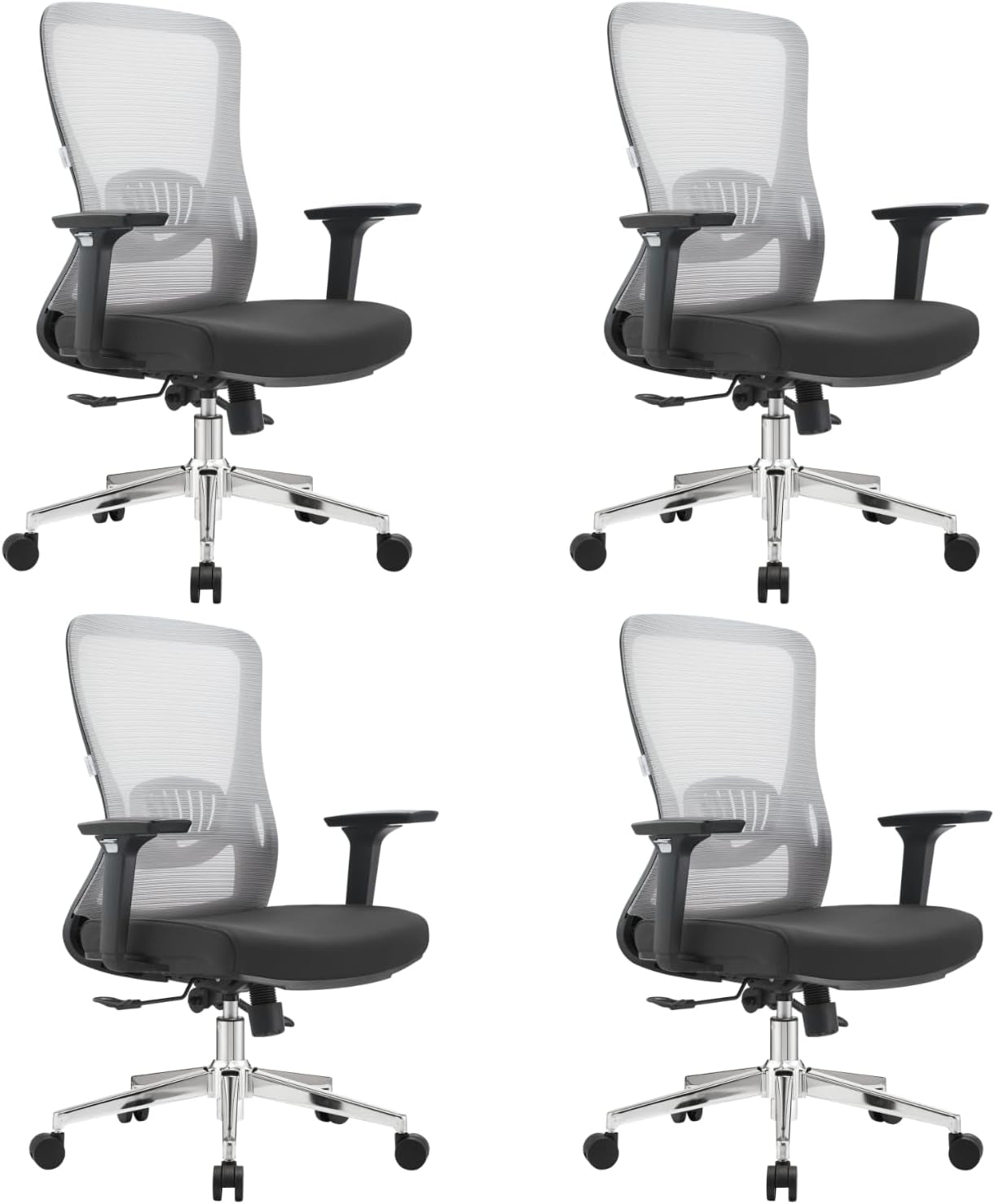 Leisuremod Ergonomic Office Chair Mid-Back Mesh Computer Adjustable Lumbar Support Conference Room Chair with Swivel and Tilt Adorit Series in Grey