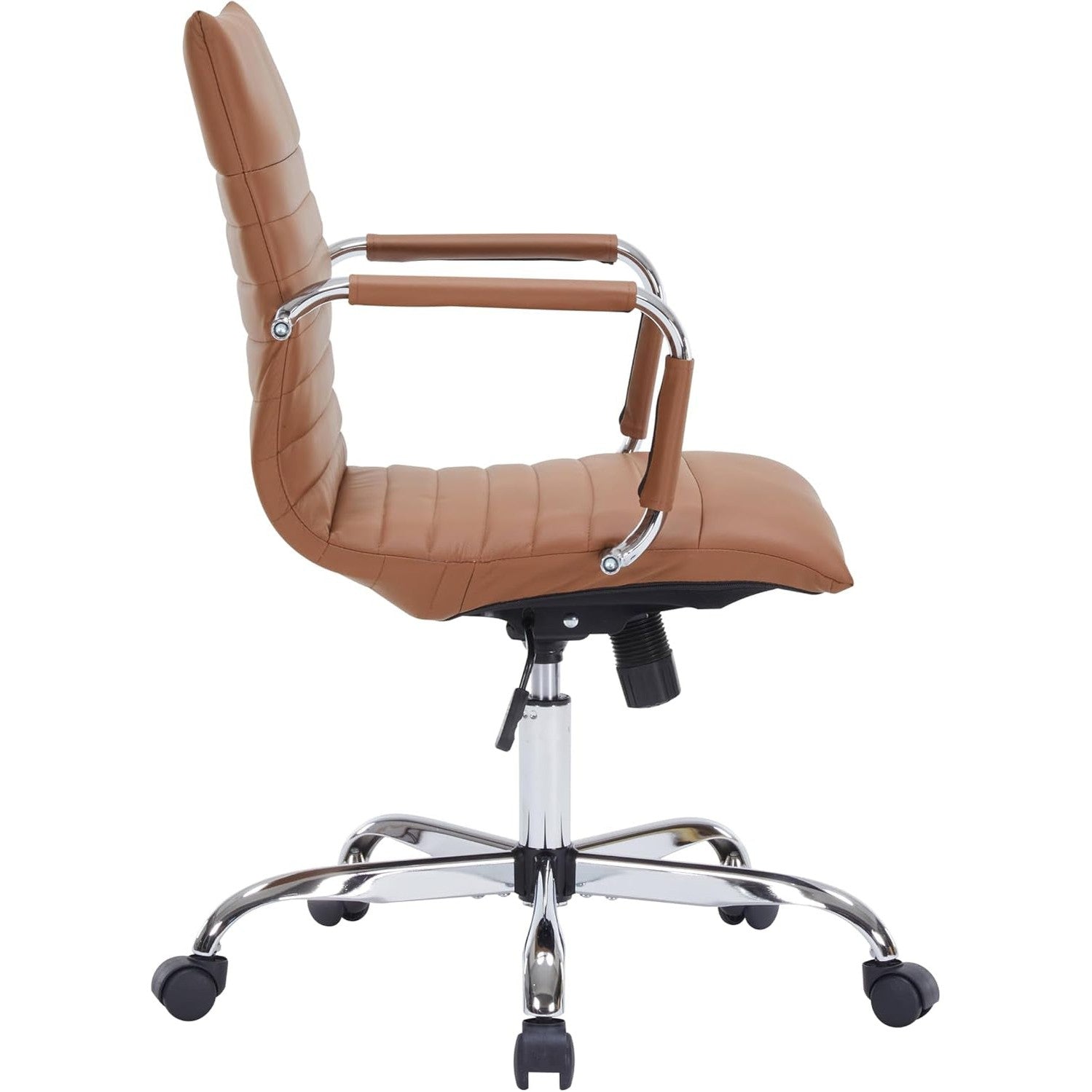Leisuremod Ergonomic Executive Office Chair with Lumbar Support – Adjustable Leather Swivel Desk Chair, High Back Computer Chair Home & Office with Rolling Wheels & Chrome Base