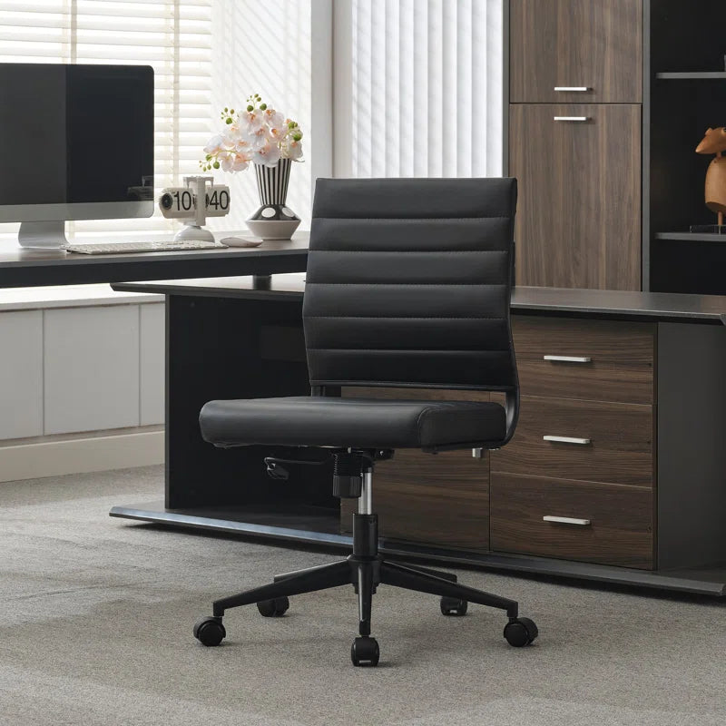 Amaiia Mid-Back Upholstered Armless Swivel Task Chair Ergonomic Adjustable Conference Chair