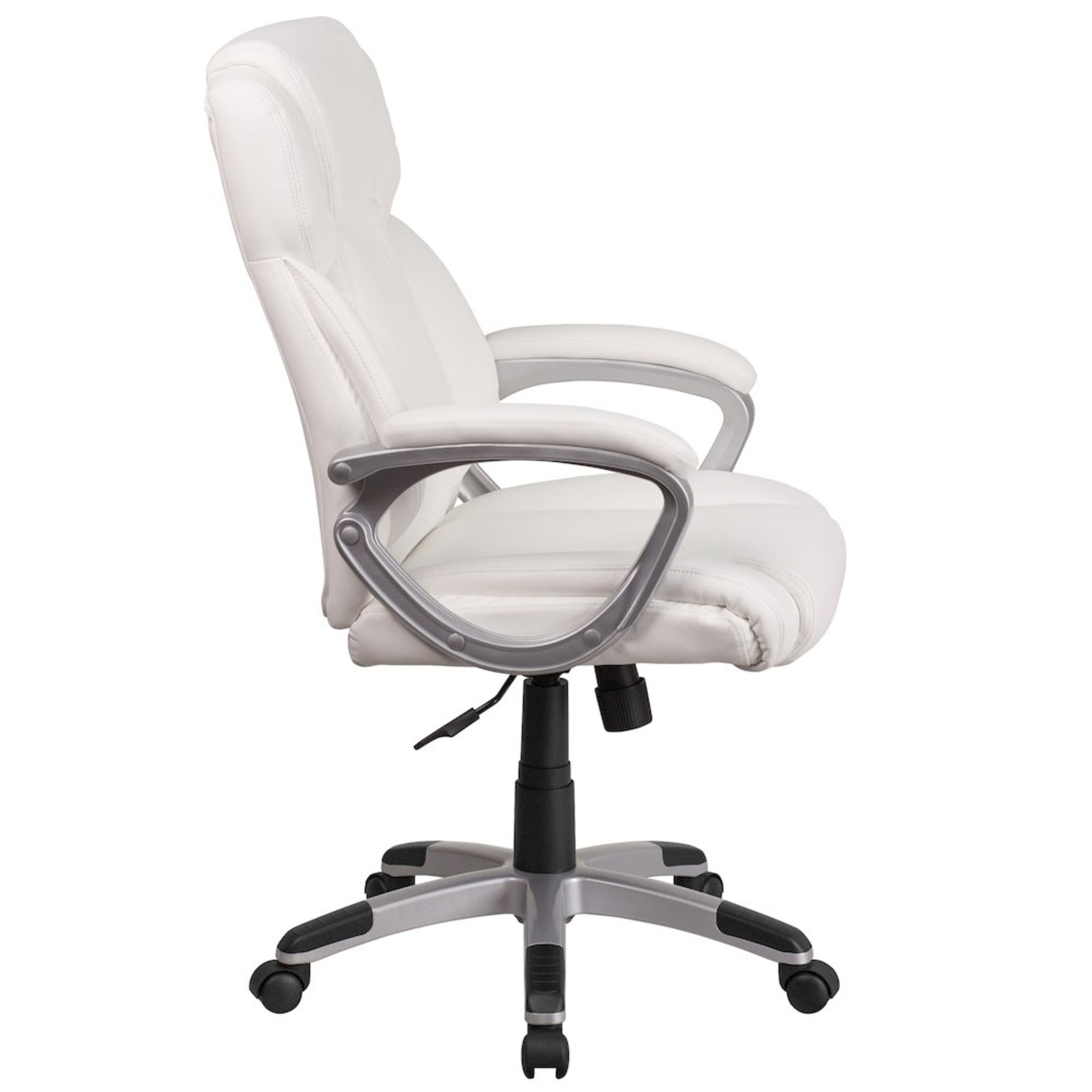 Mid-Back White LeatherSoft Executive Swivel Office Chair