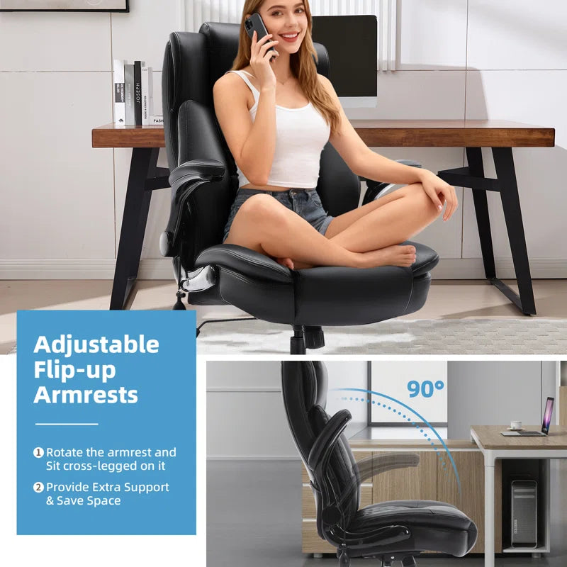 Modern PU Leather Ergonomic Office Chair with Adjustable Lumbar