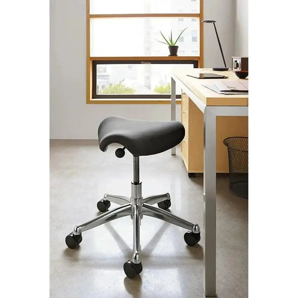 Adjustable Black Saddle Stool With Wheels For Dental Office Salon Clinic Lab Ergonomic Tilt Chair ADS