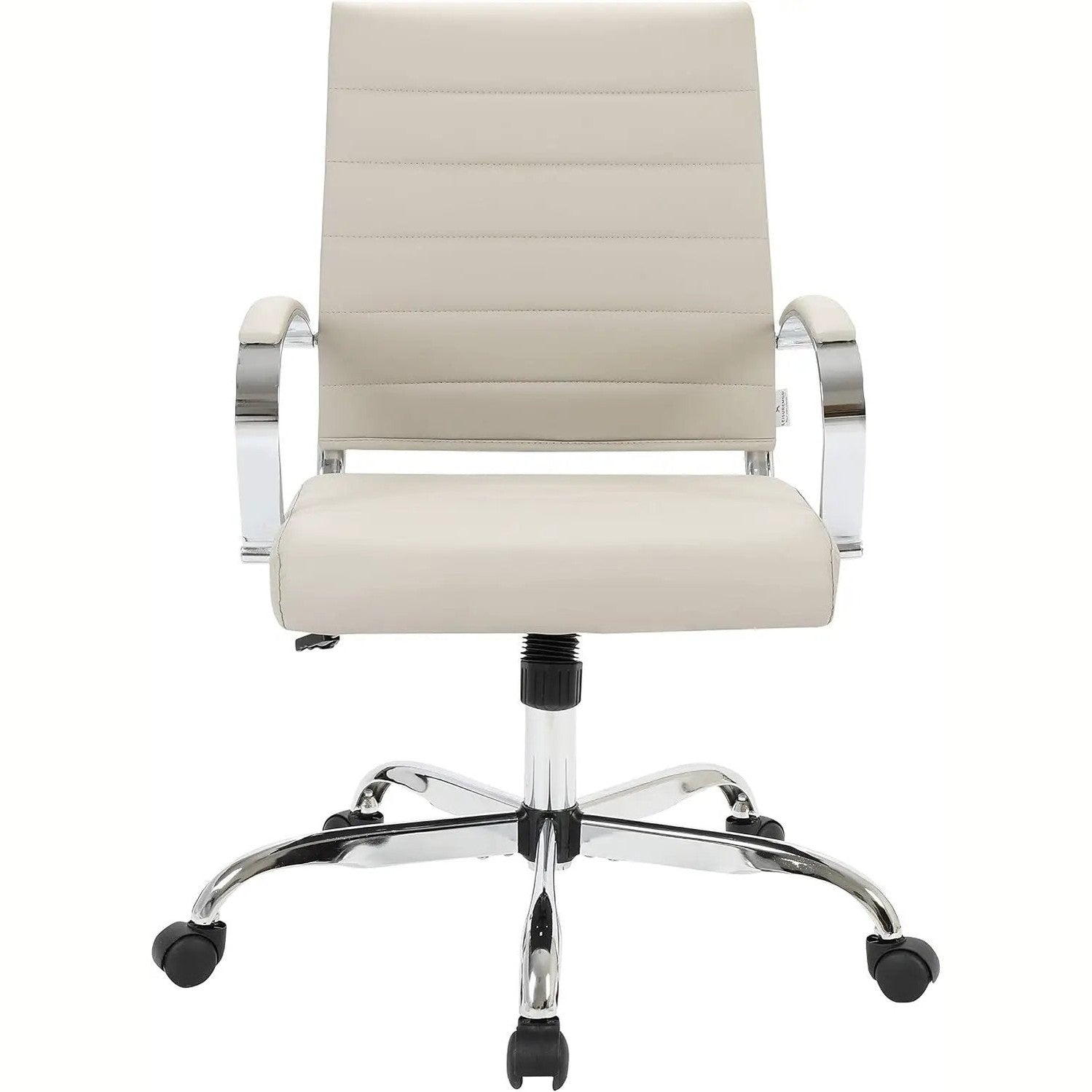 Leisuremod Benmar Leather Office Desk Chair, Mid-Back Ergonomic Swivel Chair with Lumbar Support, Adjustable Height, Tilt Lock, Cushioned Seat & Back, Home Office Task Chair (Tan, Single)