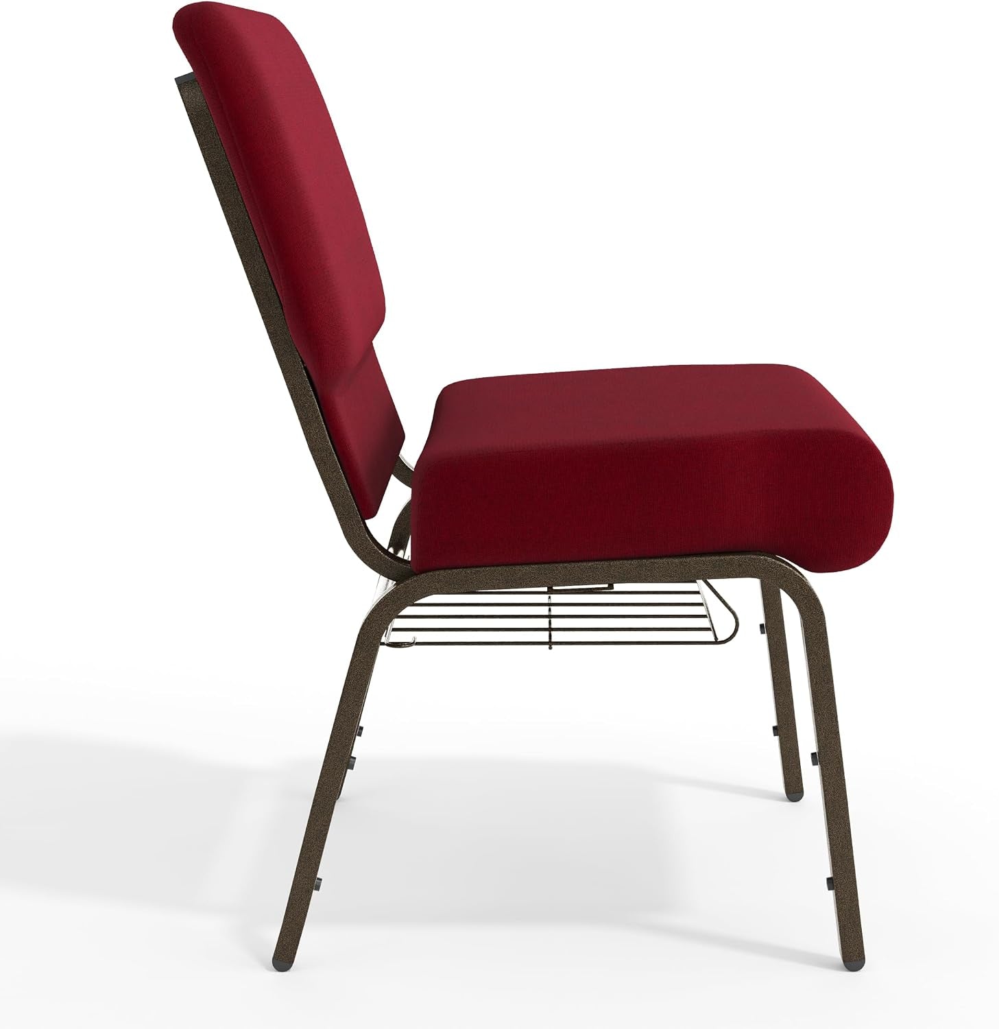Flash Furniture 4 Pack HERCULES Series 21''W Church Chair in Burgundy Fabric with Cup Book Rack - Gold Vein Frame