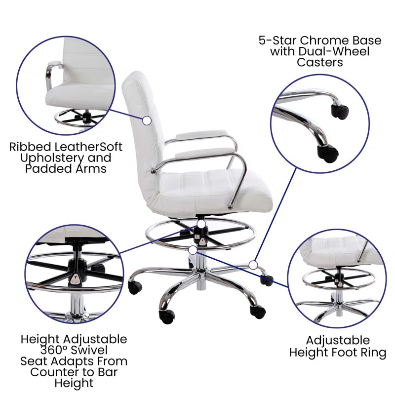 Adjuto Ergonomic Upholstered Mid-Back Swivel Office Chair with Foot Ring