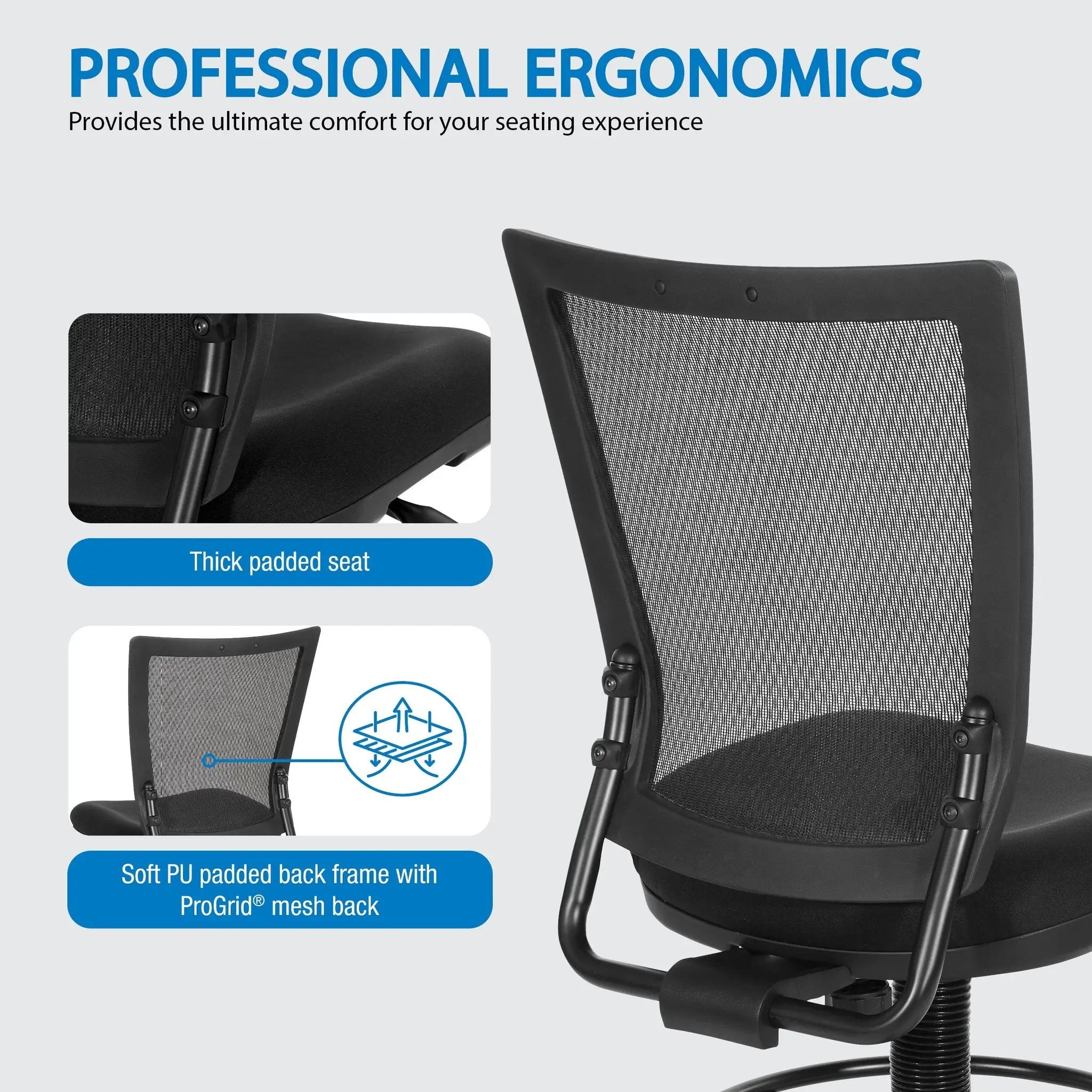 Drafting Chair: Ergonomic Support, Plush Comfort, Breathable Mesh Design