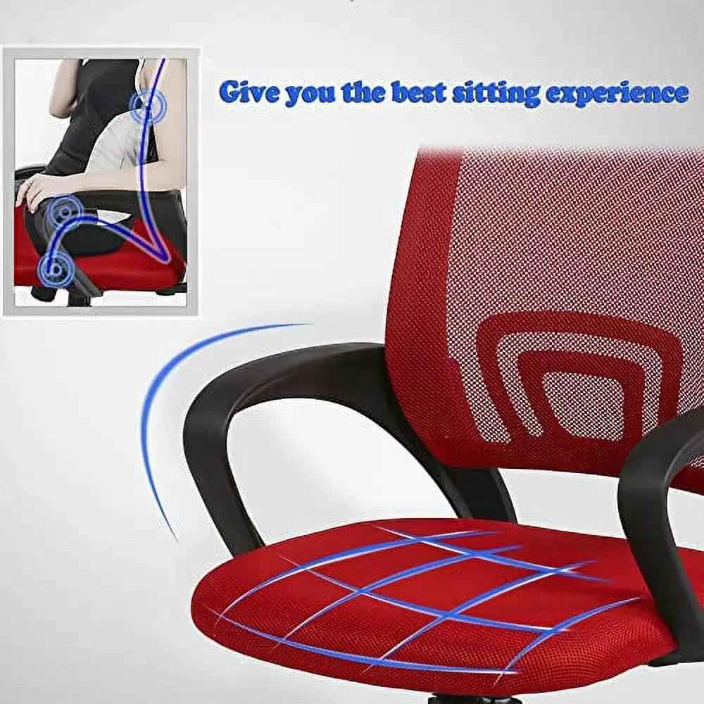 Bestoffice Indoor Modern Mesh Lumbar Support Swivel Ergonomic Desk Chair, Red