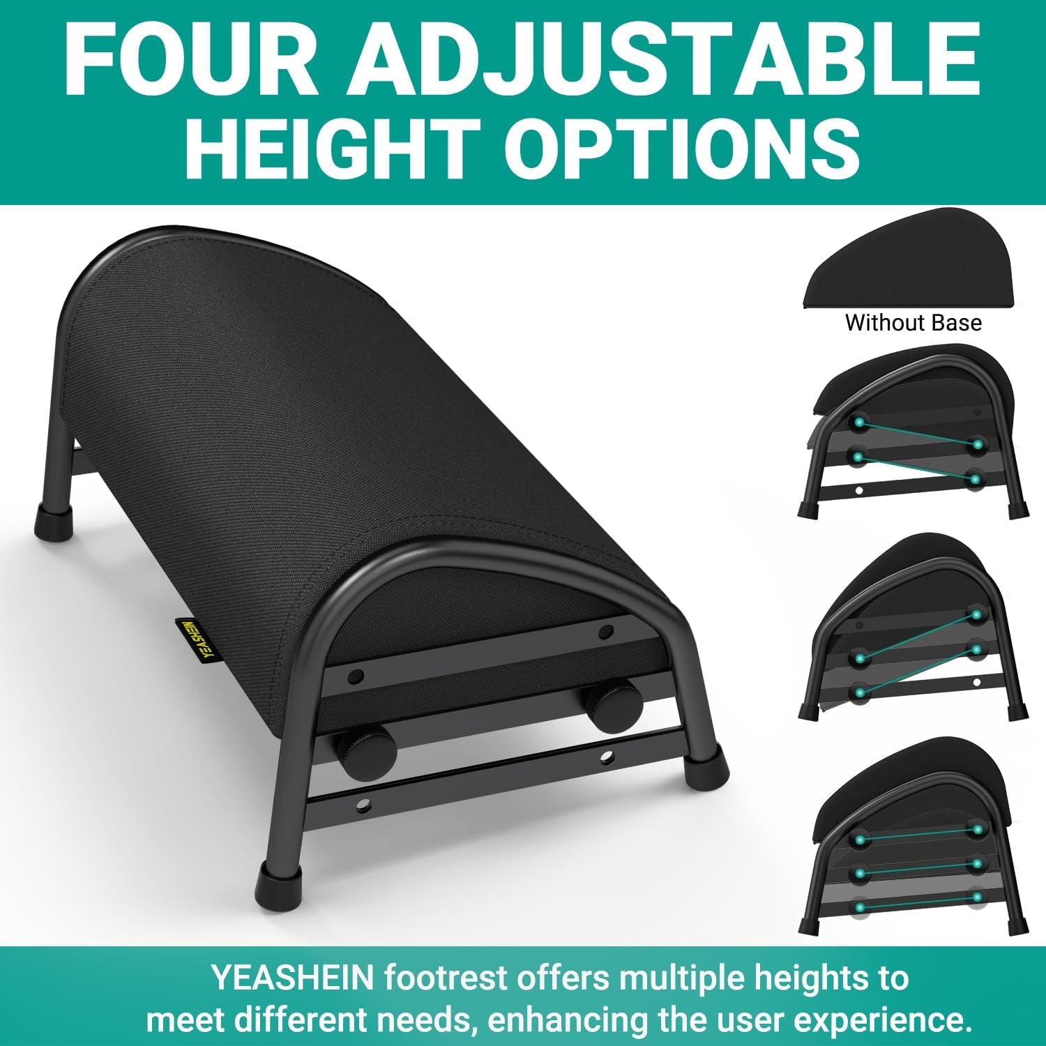 YEASHEIN Adjustable Foot Rest for under Desk at Work, Ergonomic Foot Stools | 7 Positions, Elevated Cushion under Desk Footrest with Metal Frame, Leg Rest Used for Home, Car, PC Gaming Accessories