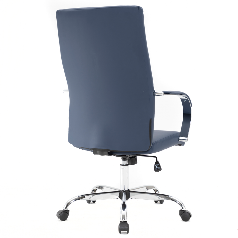 20 PCS Sonora Ergonomic High-Back Leather Desk Office Chair with Chrome Base and Tilt for Home Office - Navy Blue