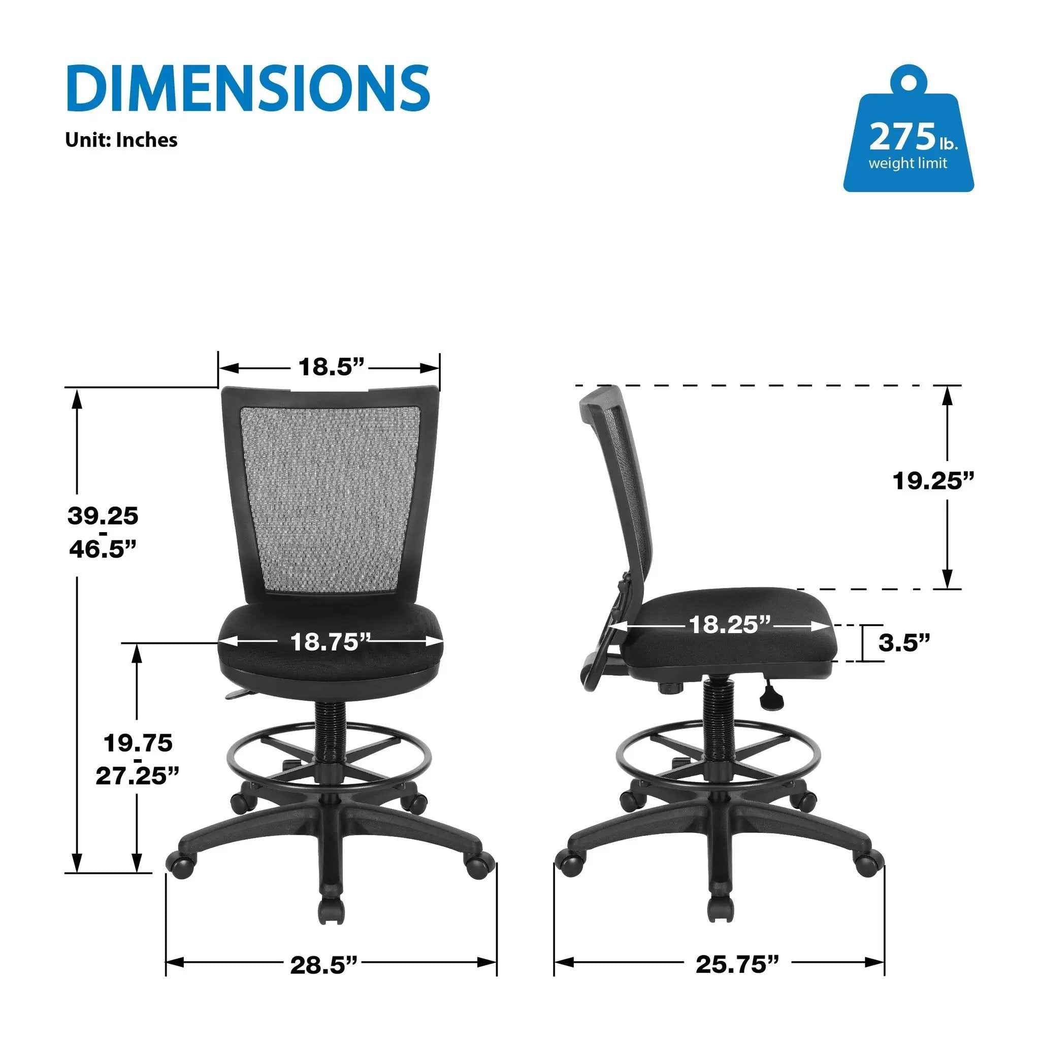 Drafting Chair: Ergonomic Support, Plush Comfort, Breathable Mesh Design
