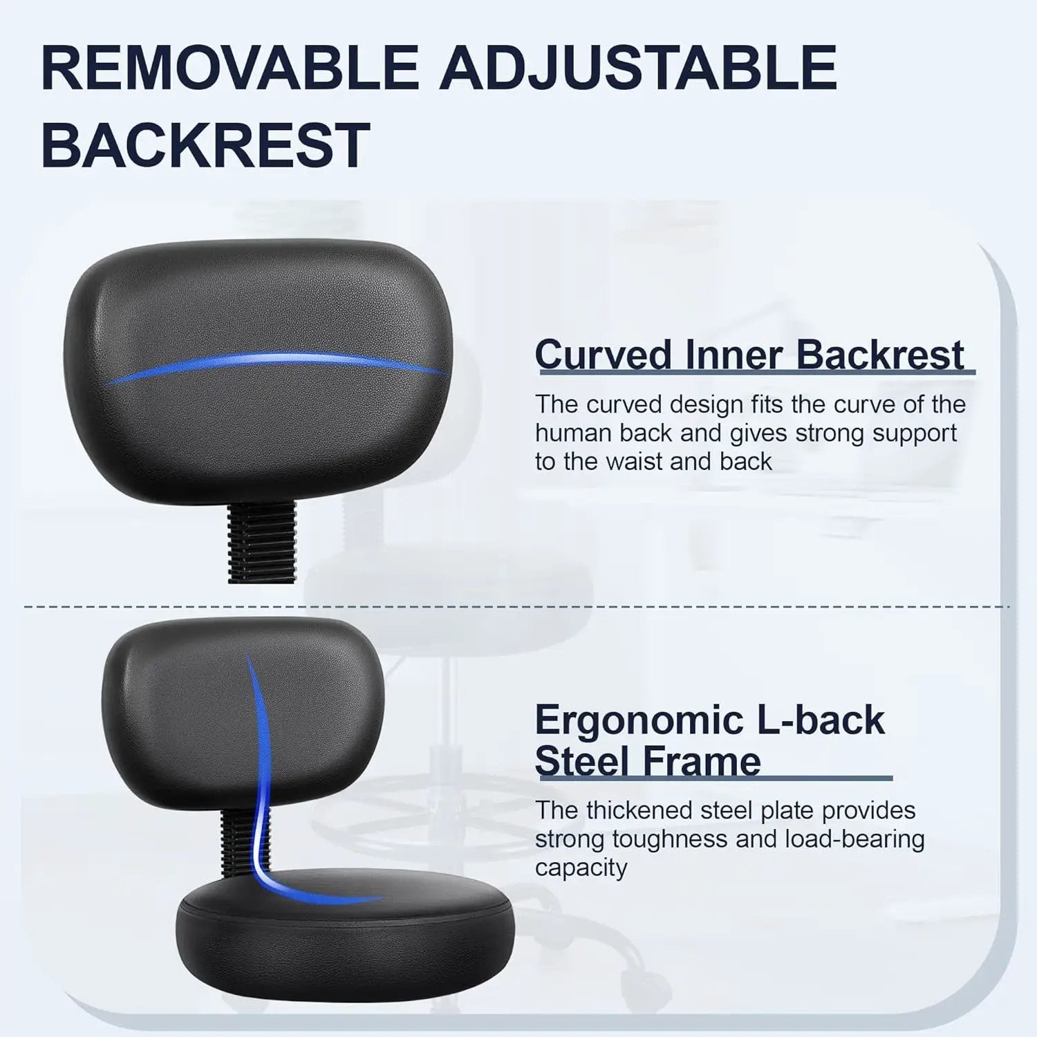 Black ergonomic adjustable PU leather drafting chair with swivel, backrest, rolling footrest for standing desks by Brick Attic