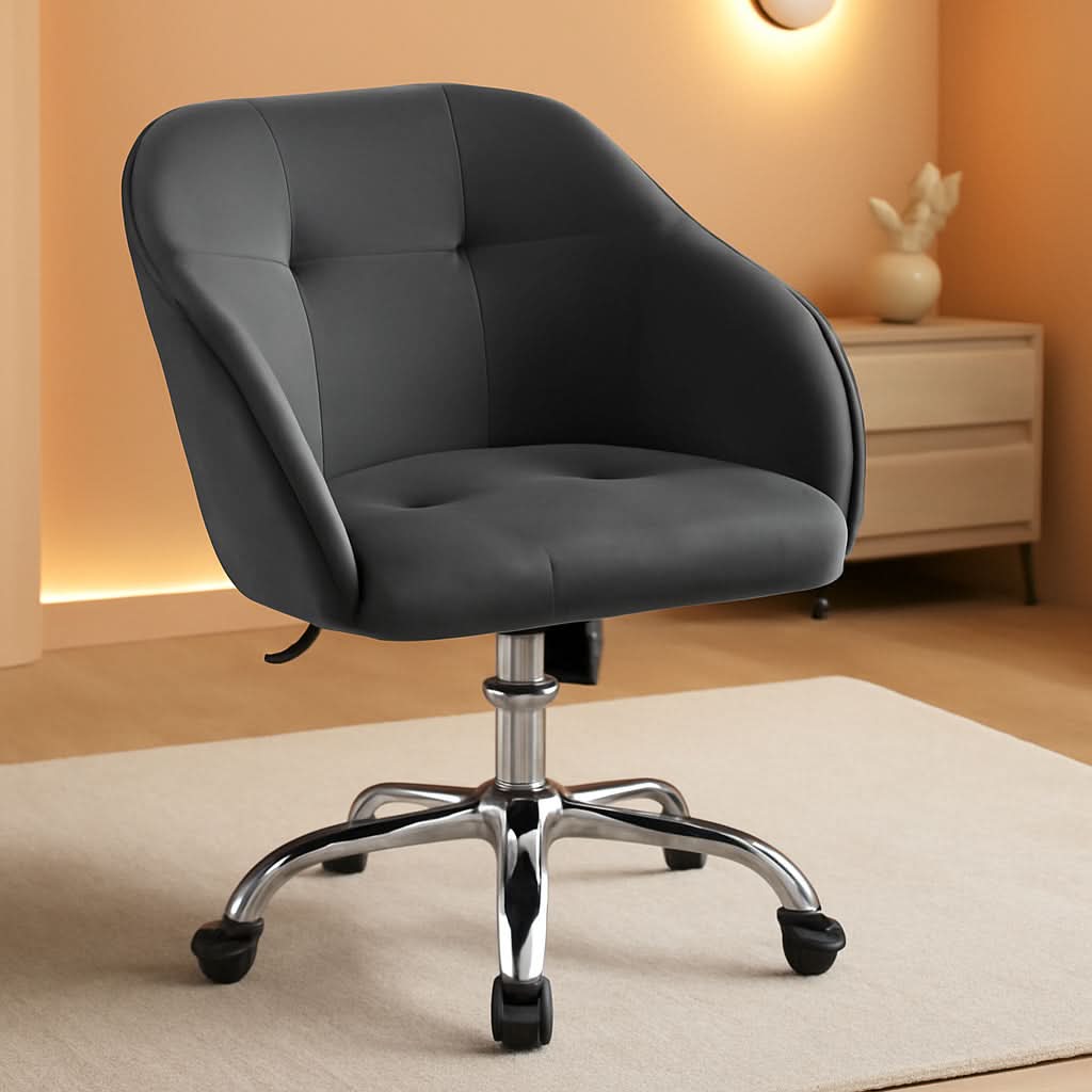 Grey Velvet Office Chair with Armrests and Large Seat - Platinum-Level Office Chairs
