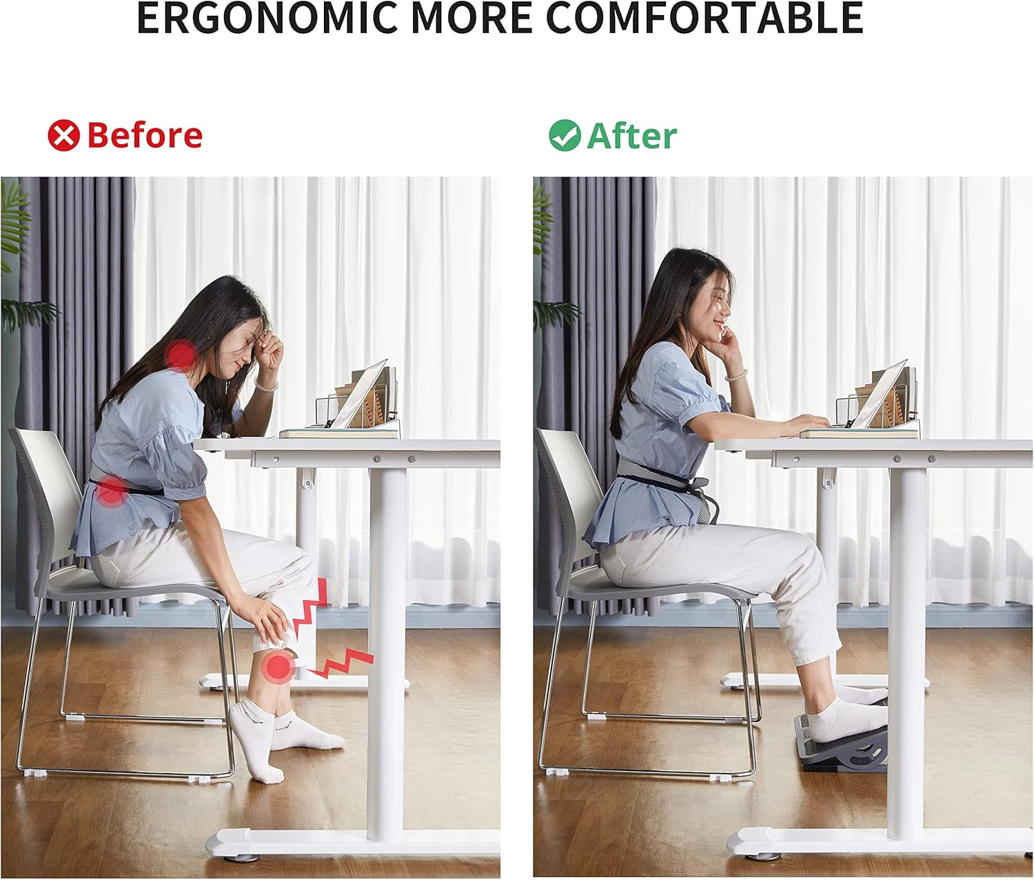 EUREKA ERGONOMIC Tilt Adjustable Footrest, Foot Rest for under Desk at Work with Massage Surface, Office Foot Rest under Desk with 20 Degree Tilt No Locking, Metal Frame | 20° Tilt Adjustable Foot Rest with Massage Surface and Sturdy Metal Frame, Designed for Ergonomic under Desk Support