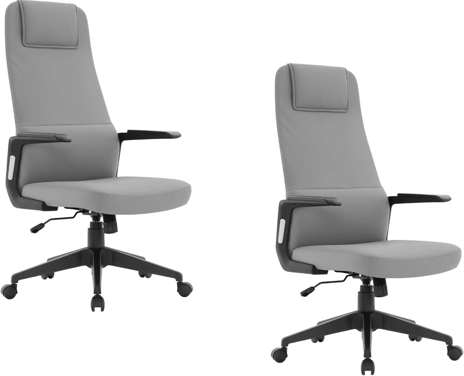 Leisuremod Ergonomic High-Back Leather Office Chair - Black Swivel Desk Chair with Adjustable Height, Tilt, Padded Headrest & Double Wheel Casters, Comfortable for Home or Office