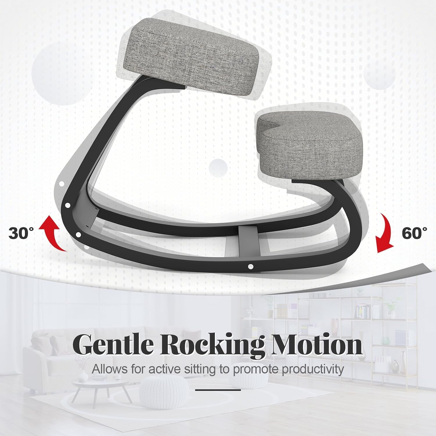 GIANTEX Ergonomic Kneeling Desk Chair, Upright Posture Chair with Cushion & Solid Wood Frame, Natural Relief for Neck or Back Pain, Wooden Knee Chair for Home Office (1)