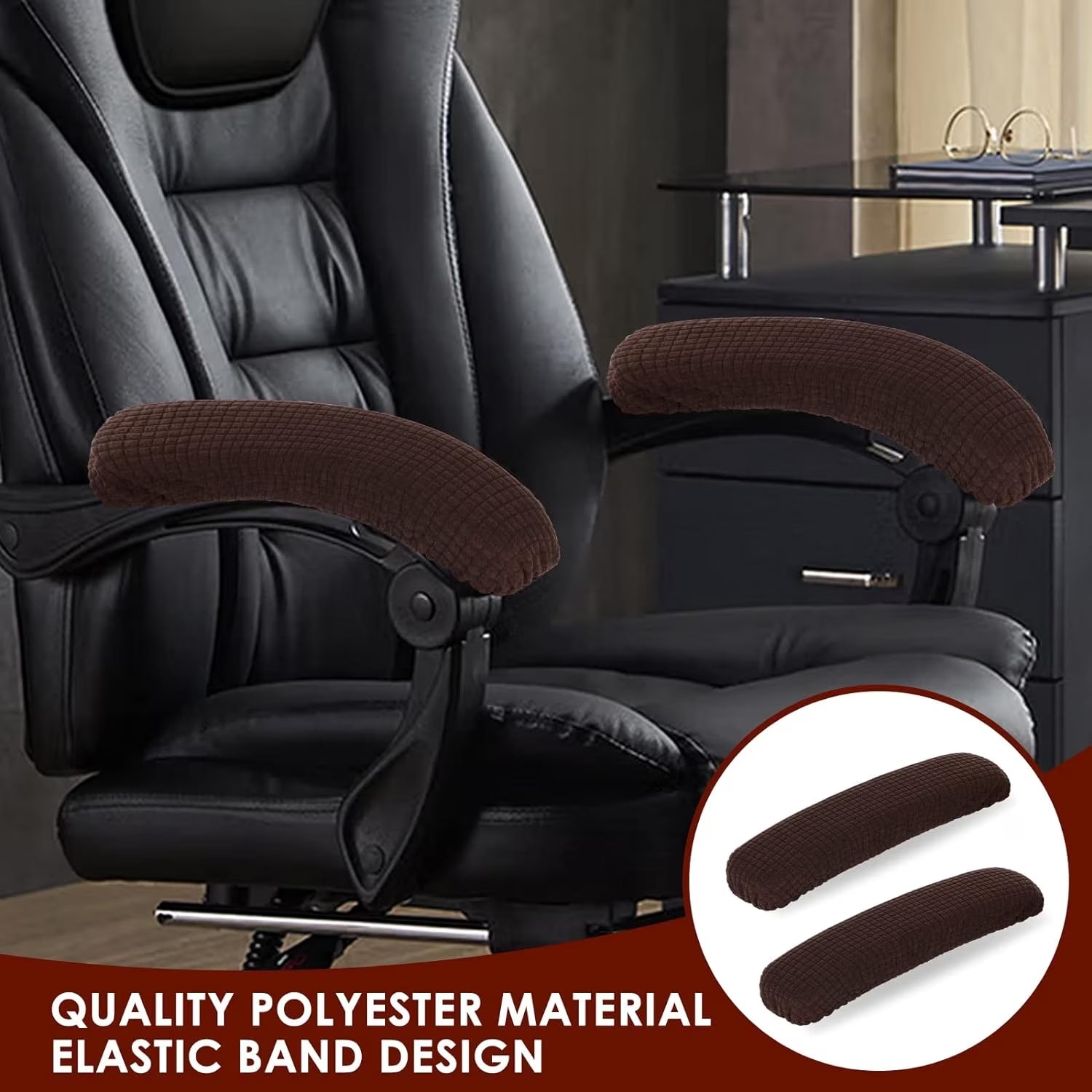 Chair Arm Covers,Happon Chair Armrest Covers,Removable Stretch Desk Chair Arm Cover Washable Computer Chair Arm Covers Protectors for Office Chairs (2Pcs/Set)